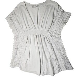 Seaspicea‎ Resort Wear White Crochet Detail Cover Up Beach Pool Top Medium